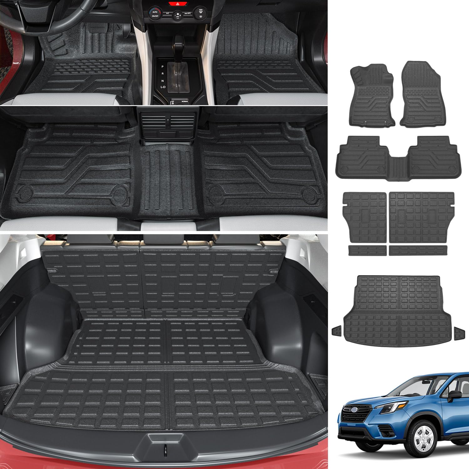 Photo 1 of (please see all images) powoq Floor Mats Compatible with 2019-2024 Subaru Forester Cargo Liner TPE Backrest Mat Replacement 