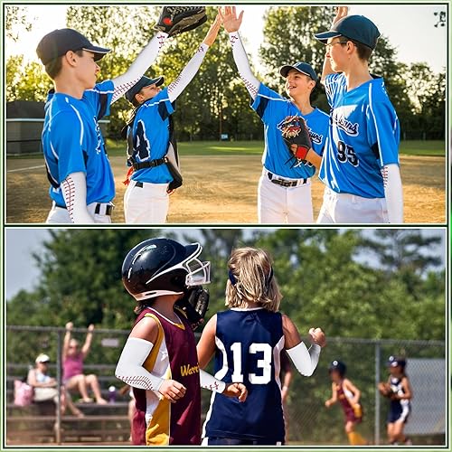 Miniatura 3 de 12 pares de mangas deportivas de enfriamiento para jóvenes y niños, de béisbol, softbol, compresión para brazos, para protección solar