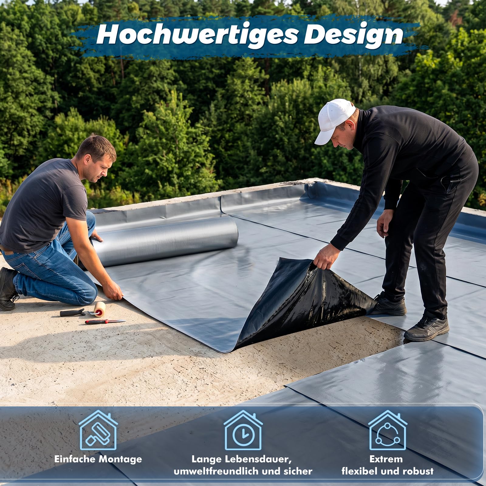 Dachfolie Selbstklebend 5 x 1 m, Aluminium Dachabdichtung mit Starkem Bitumenkleber, Wasserdicht, UV-Beständig und Wärmereflektierend, für Garagendach, Gartenhaus, Schuppen, 1,25 mm (Silbergrau)
