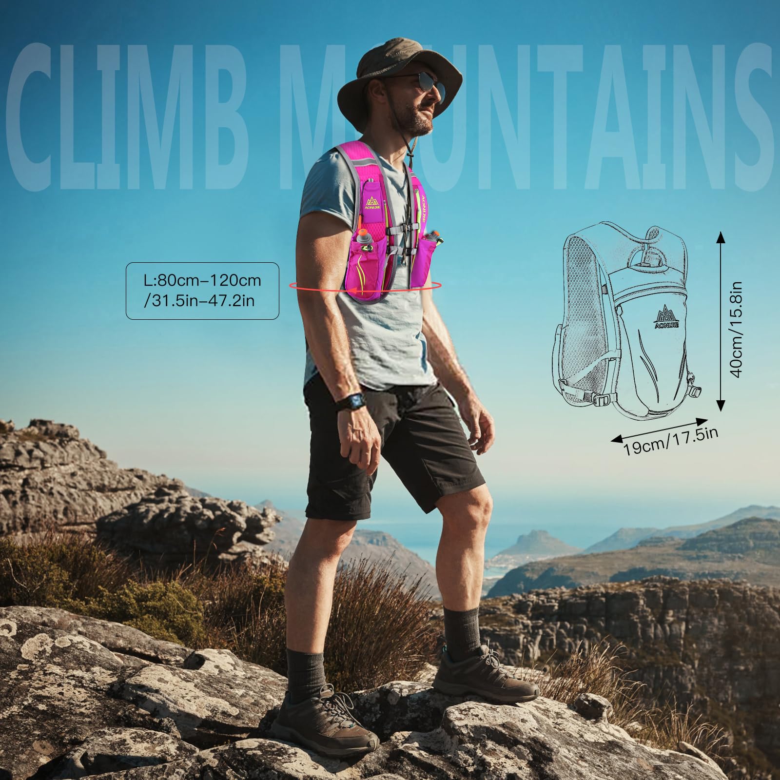 Geila Sac à dos d'hydratation ultraléger (5,5 L) pour la course, le trail, le marathon et le cyclisme – Comprend 2 bouteilles d'eau de 250 ml