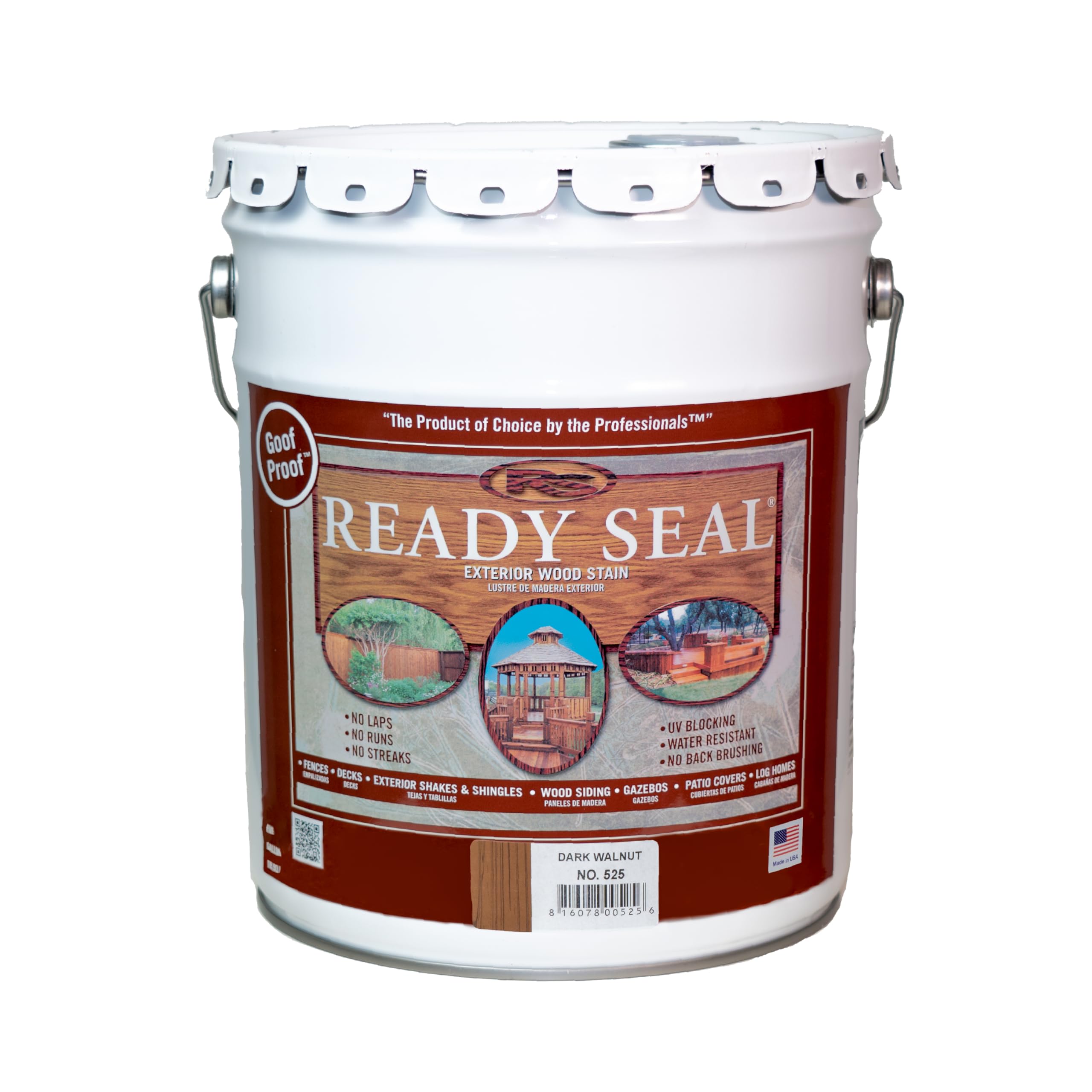 Ready Seal 525 Exterior Stain and Sealer for Wood, 5-Gallon, Dark Walnut