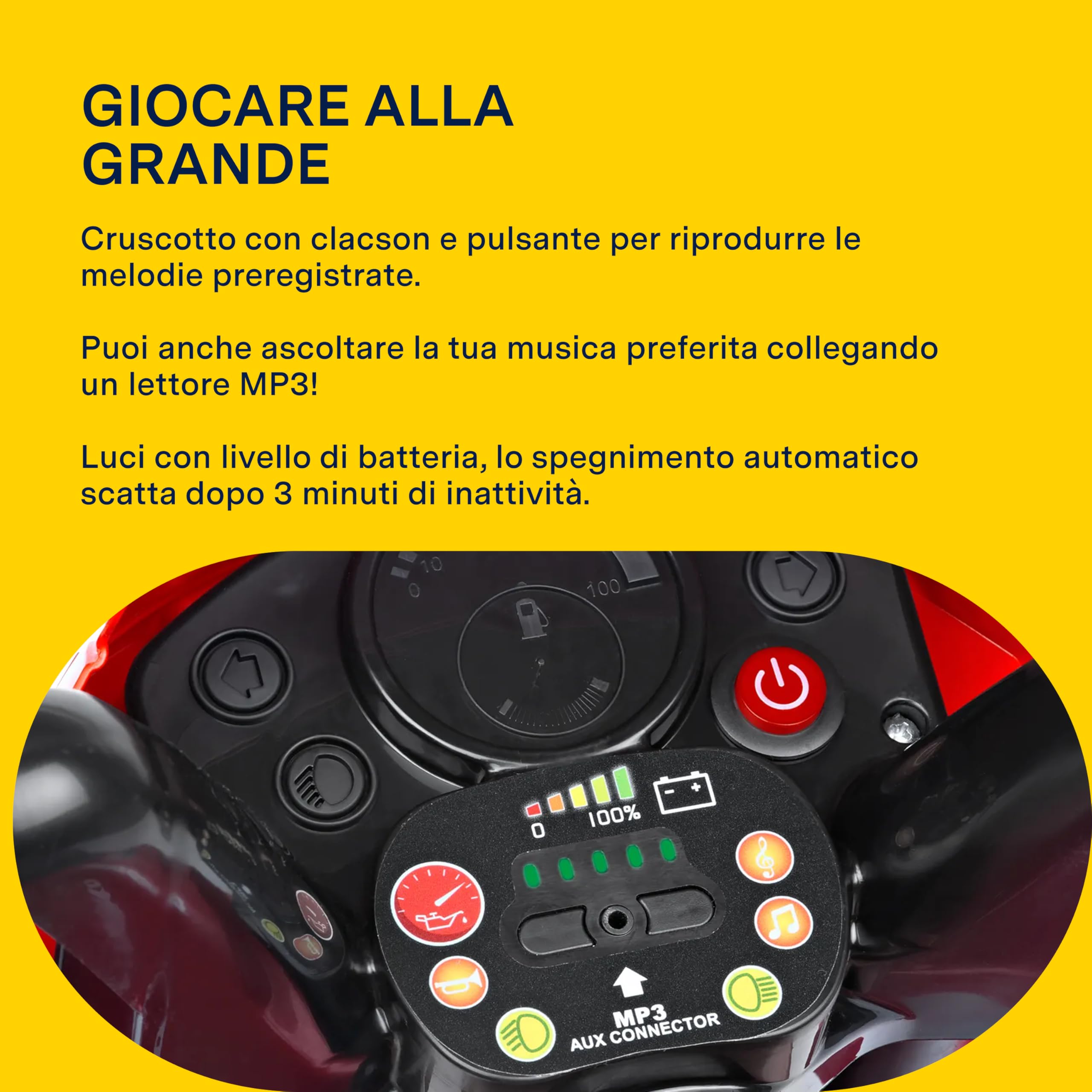 PEG Ducati Mini Evo Moto Elettrica Cavalcabile per Bambini da 1 Anno fino a 15 kg, Batteria 6 V, Autonomia 95 min, Velocità 2,7 km/h, Luci e Suoni