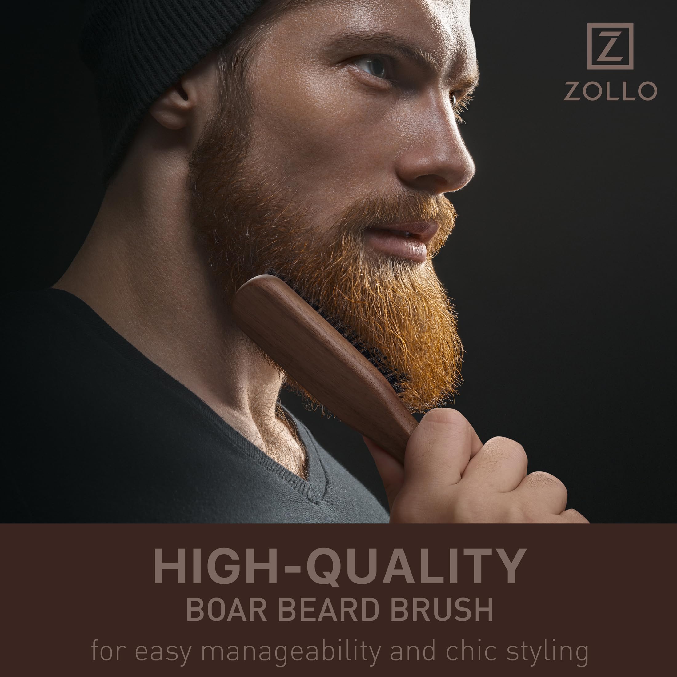 Cepillo para barba para hombre, cerdas rígidas de jabalí para el crecimiento y alisado de la barba, exfolia la piel, reduce la picazón, mango de madera de nogal de alta calidad