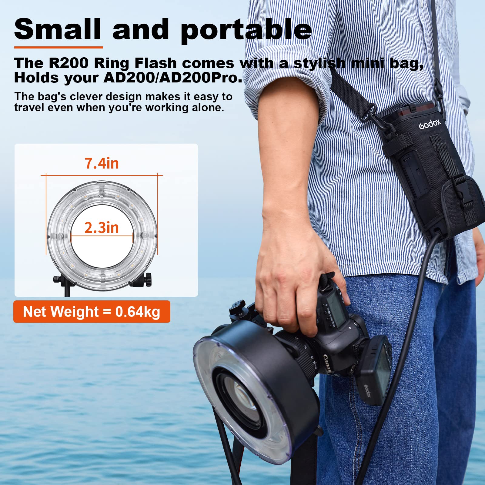 GODOX R200 - Cabezal de flash anular para AD200 AD200 Pr de 7 pulgadas con montaje Bowens estudio fotográfico luz estroboscópica estándar Speedlite Reflector