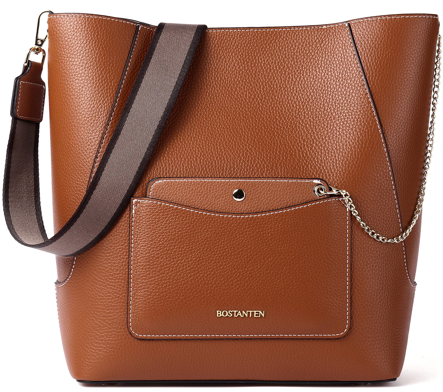 BOSTANTENWomen Leather Handbags Designer Tote Purse Bucket Bags Medium