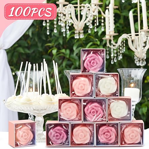 Miniatura 6 de Loopeer 100 piezas de jabón de rosas, mini jabones, regalos de despedida de soltera, recuerdos de boda para invitados, decoración de baby shower,