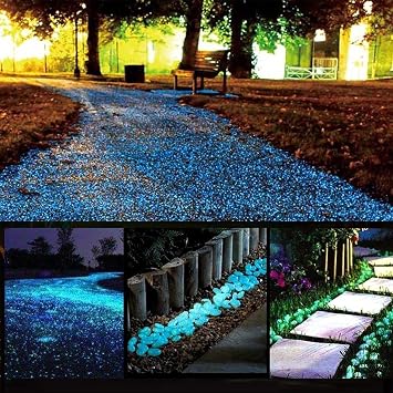 500pcs Colorful Glow Stones Glow in the Dark Stones Garden Pebbles Glitter Landscaping Garden Sidewalk Garden Decoration Aquarium Orange