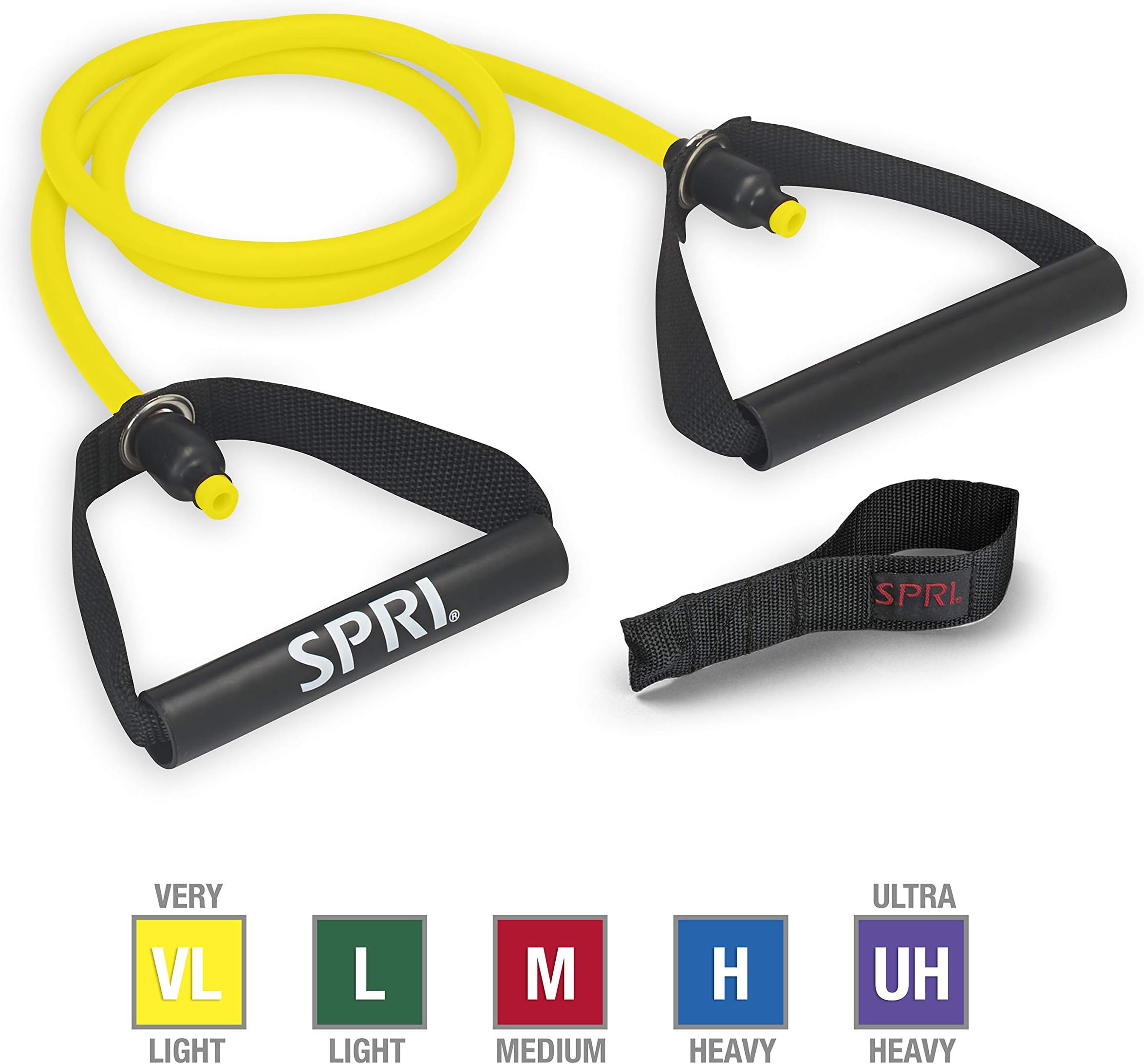 SPRI Xertube Resistance Bands Exercise Cords with Handles Attached (All Exercise Bands Sold Separately) - Door Attachment Anchor Option Available