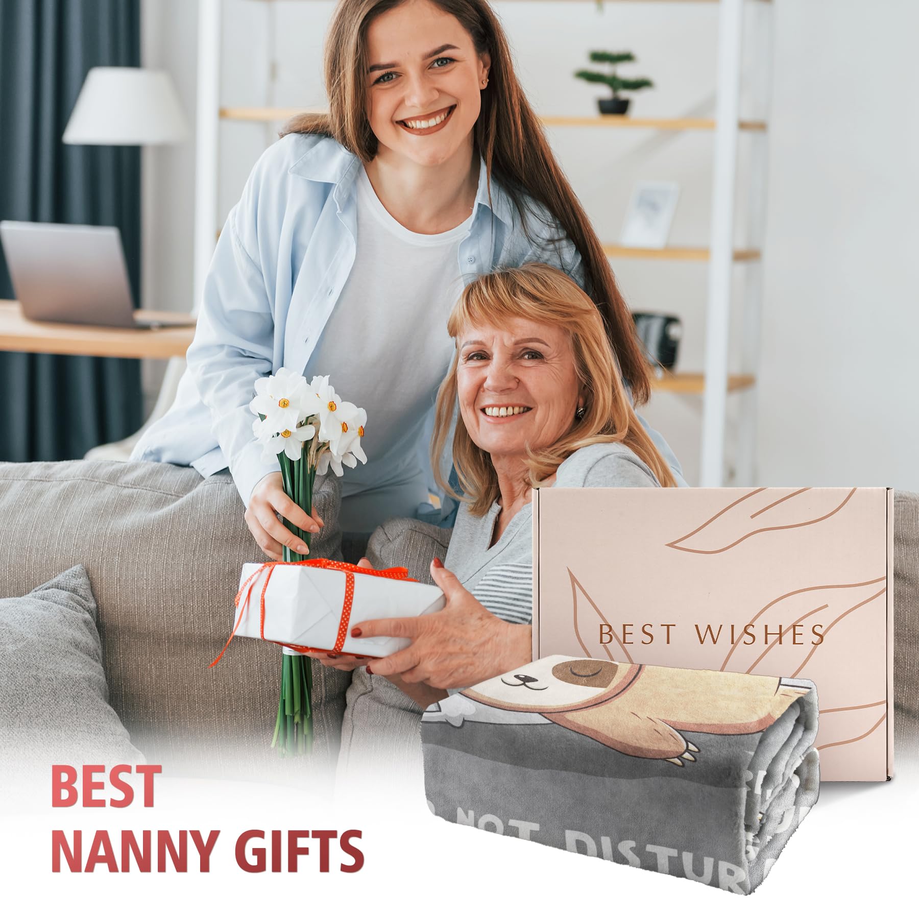 Nanny Gifts for Birthday, Nanny is Charging Blanket, Mothers Day Birthday Gifts for Nannie from Grandkids, Super Soft Throws Blanket for Nannie Nana Grandma, 60"x50"