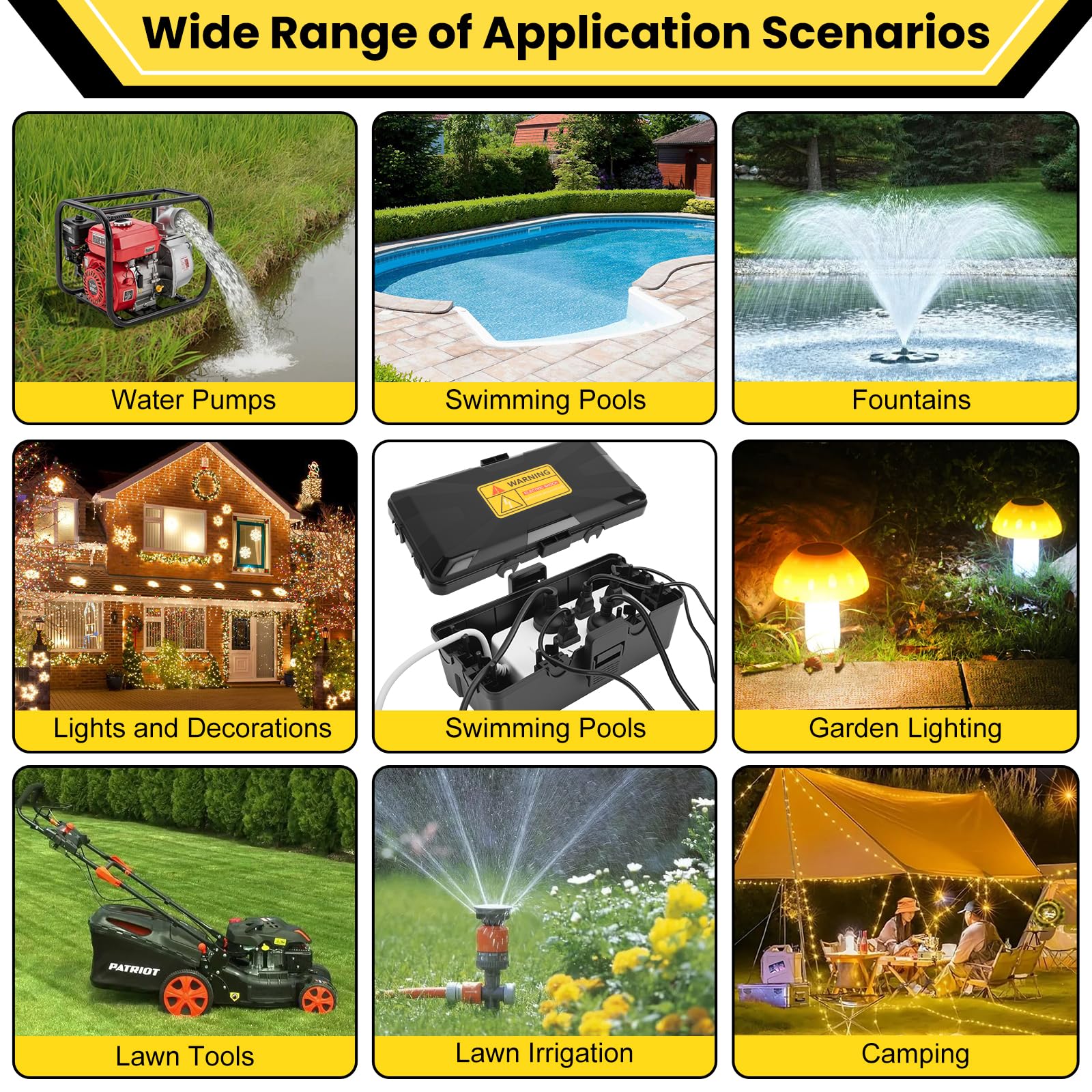 Outdoor Electrical Box Waterproof, IP54 Weatherproof Extension Cord Cover with 6 Cable Entries - Image 2