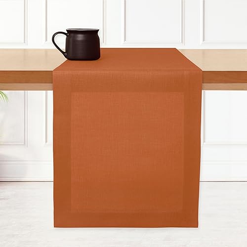 D'Moksha Homes Linen Rust Table Runner 60 Inches - 100%