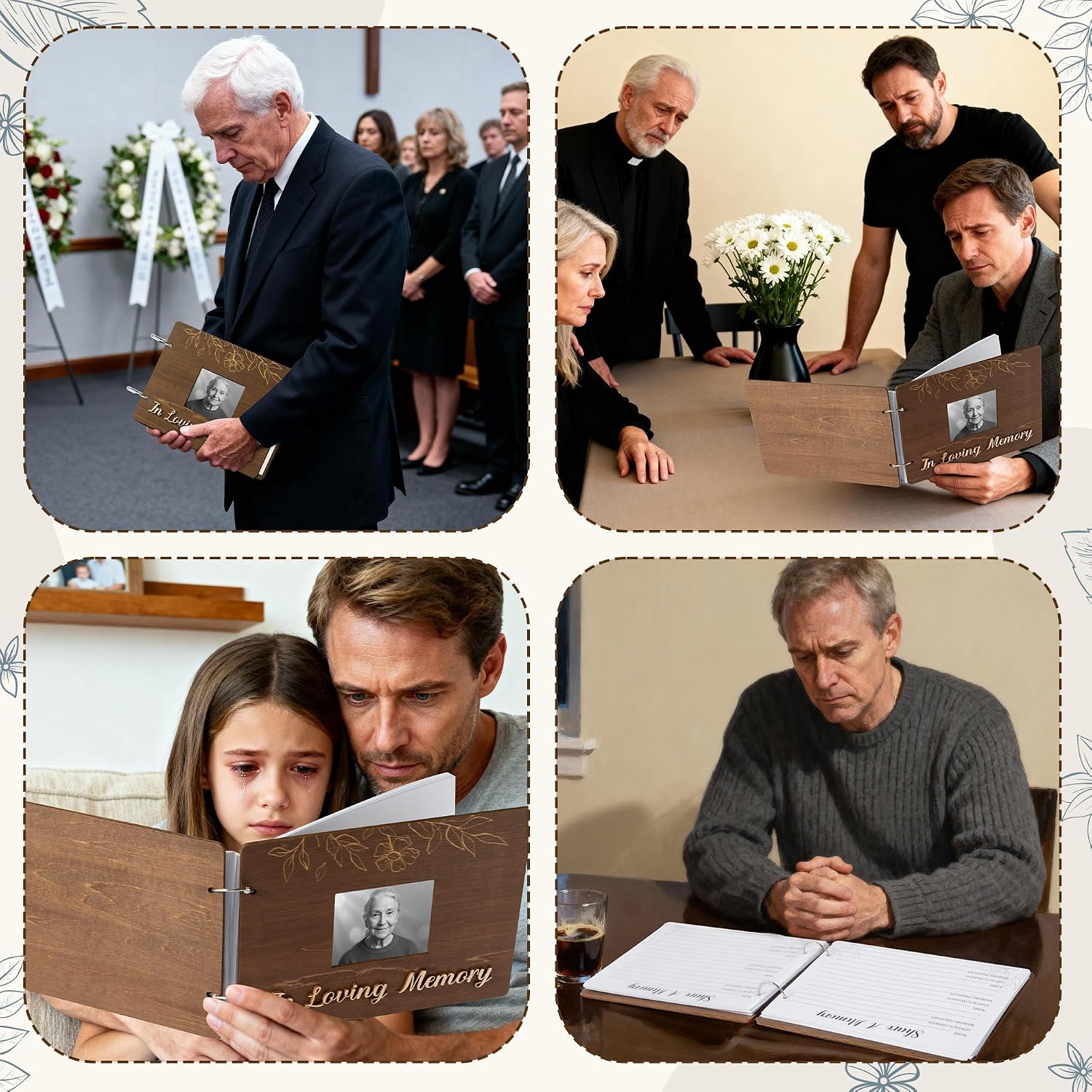 TICIAGA Wooden Funeral Guest Book - 70Pcs in Loving Memory Guest Book with Black Pen Please Sign Table Card, Funeral Guestbook for Memorial Service, Memory Book for Guests to Sign in with Condolence