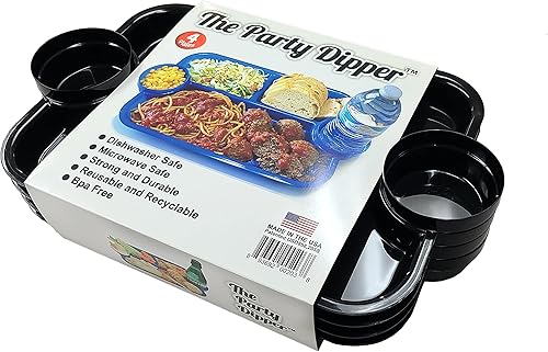 Miniatura 2 de Bandeja para servir alimentos - Diseño innovador - Fabricado en Estados Unidos (paquete de 4, negro)