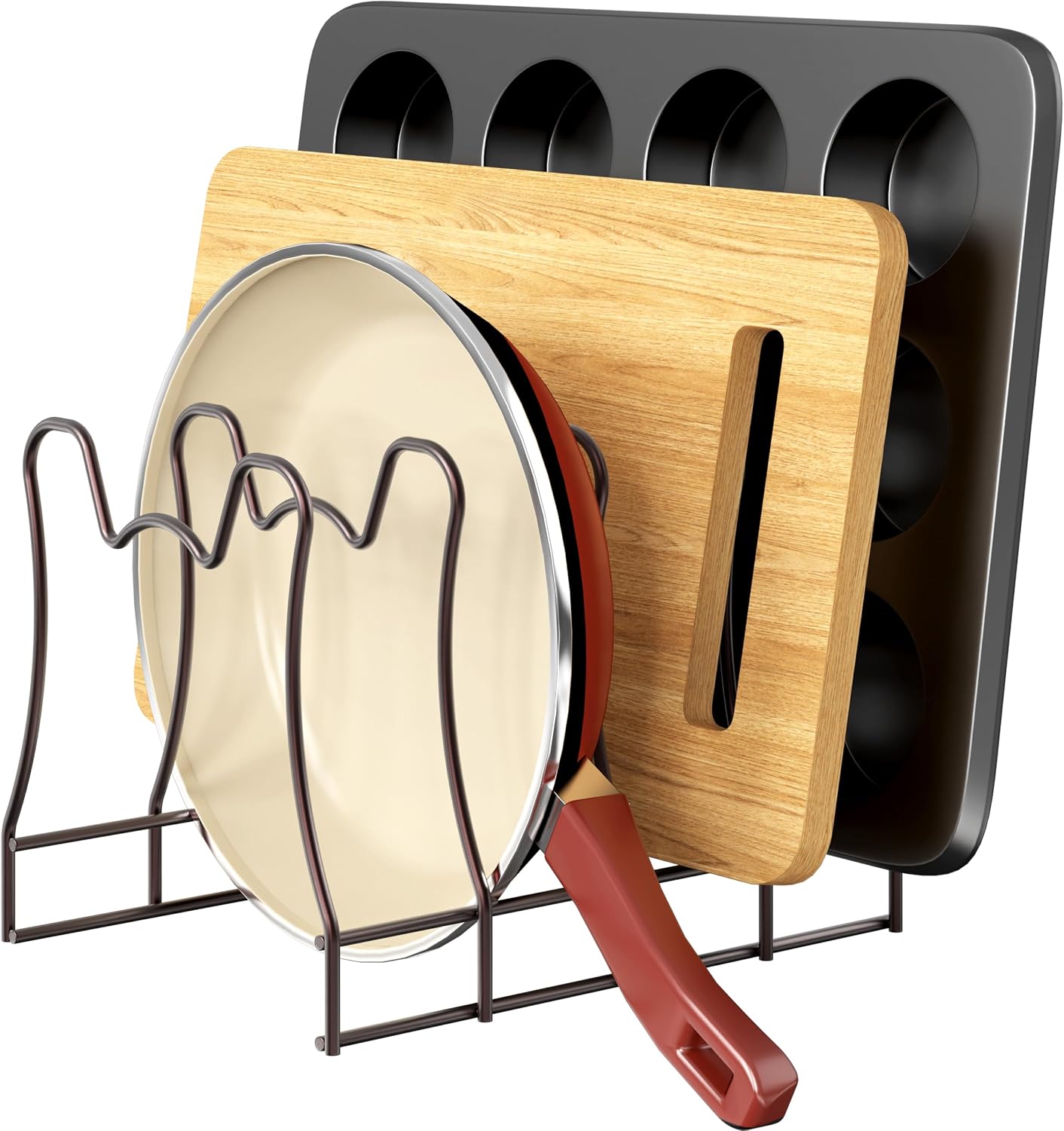 Simple Houseware 2-Pack Kitchen Pot Lid Rack Holder Organizer, Bronze