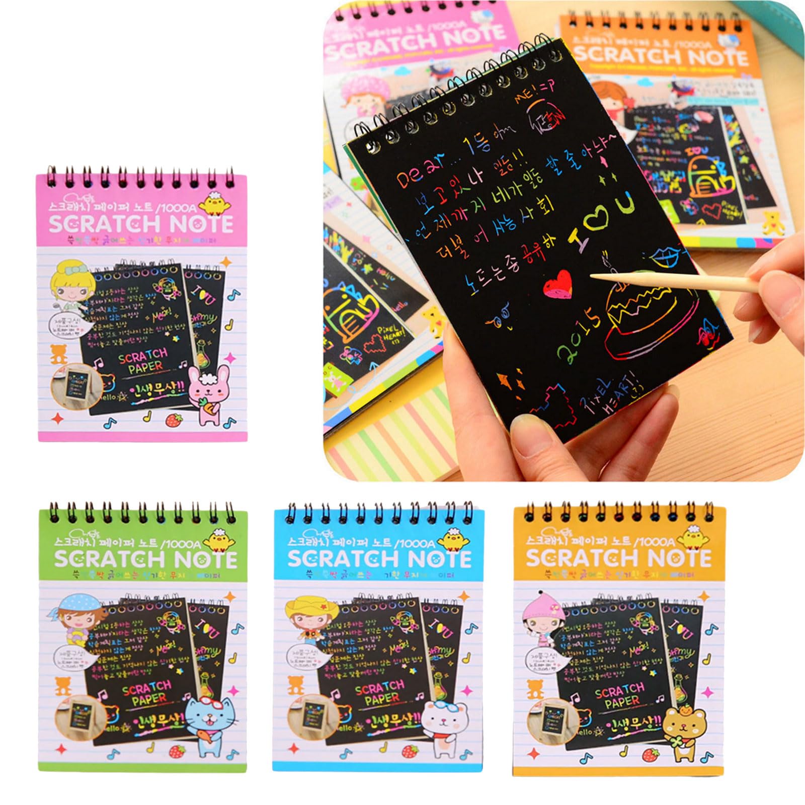 4 Pcs Scratch Arts Rainbows Scratch Paper Scratch Arts Paper Scratch Notes for Kids Drawing Black Scratch Offs Paper