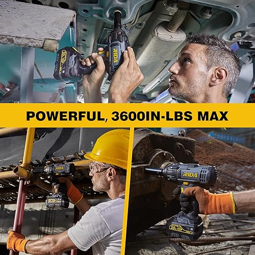 Miniatura 7 de RIDA POWER - Llave de impacto inalámbrica, pistola de impacto de 1/2 con 5 opciones de par máximo de 300 pies-libras (400 N.m), potencia con batería