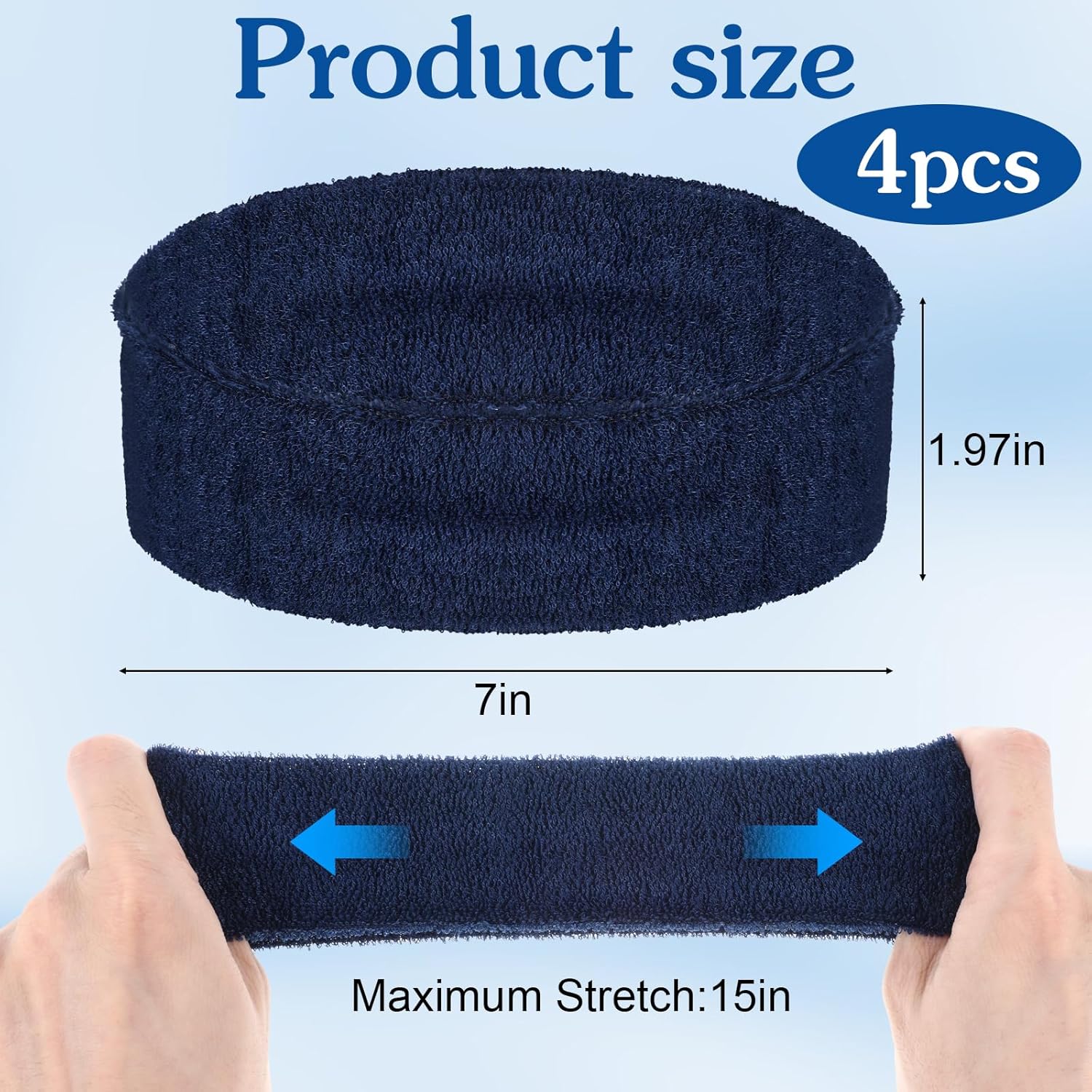 4 Pack Sweatbands Sports Headband for Men Women, Wicking Headband Athletic Towel Bands Terry Sweat Headbands Outdoor for Running, Cycling, Tennis, Basketball, Running, Gym, Working Out - Image 3
