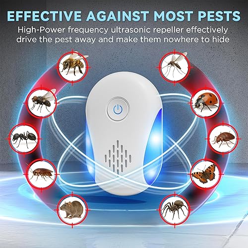 Miniatura 2 de Repelente ultrasónico de insectos y plagas para interiores, repelente de control electrónico actualizado 2025 para cucarachas, roedores, ratones,