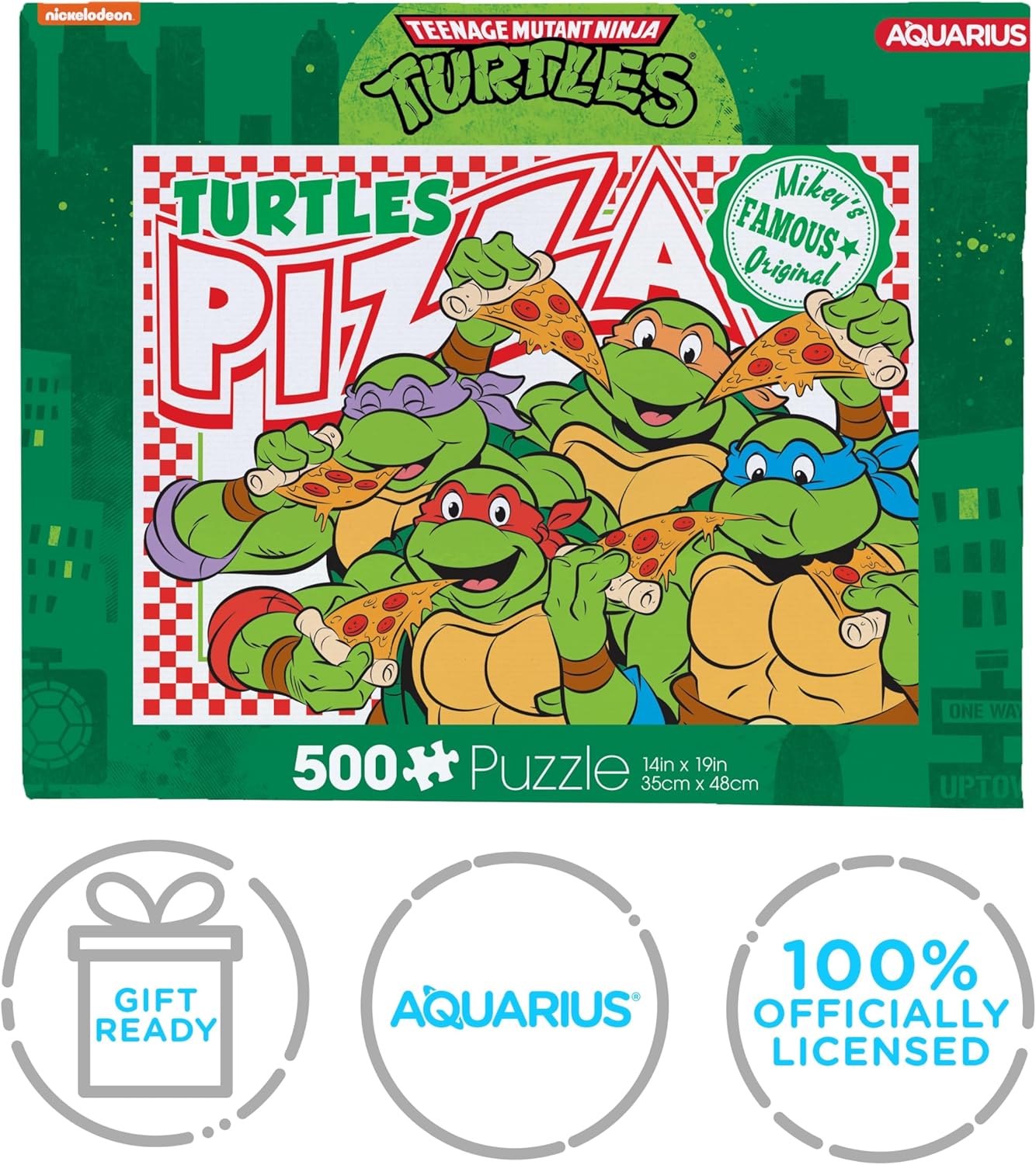 Aquarius Ninja Turtles 500 Piece Jigsaw Puzzle for Adults and Teens - TMNT Pizza 14"x19" Teenage Mutant Ninja Turtles Merchandise Gift