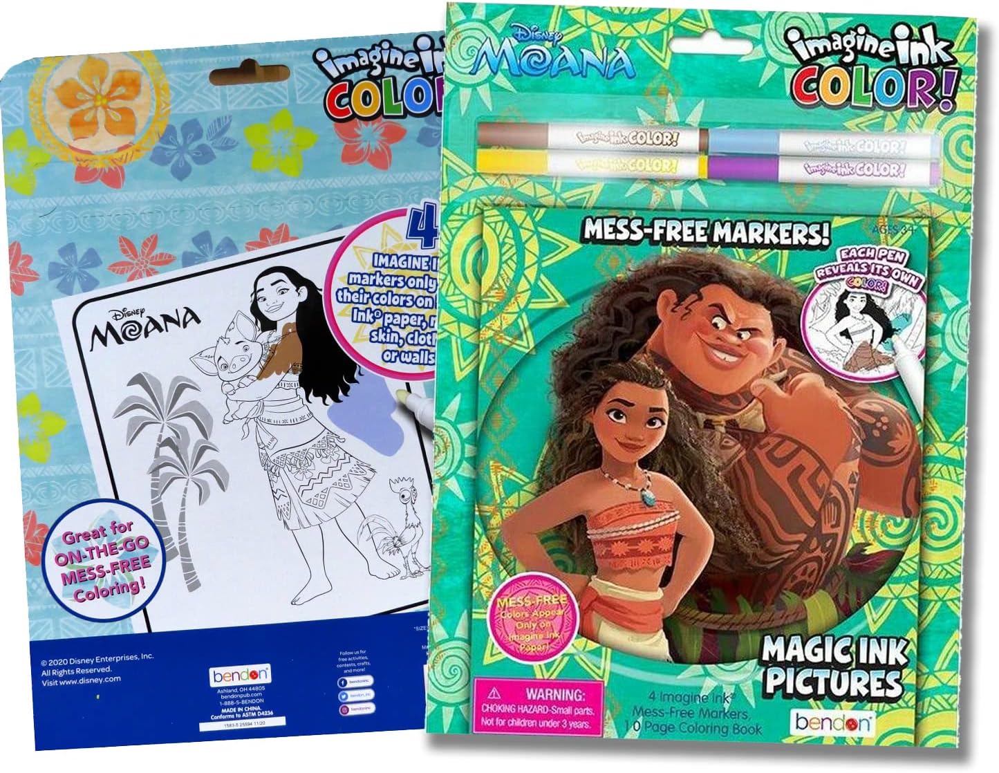 Disney Moana Coloring and Activity Books Bundle with Imagine Ink Coloring Book, Stickers, and More