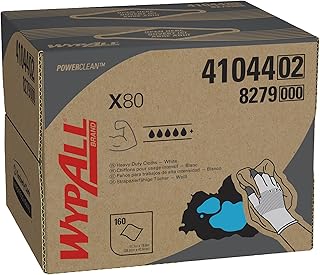 WypAll Power Clean X80 Heavy Duty Cloths (41044), Brag Box, White, 1 Box with 160 Sheets