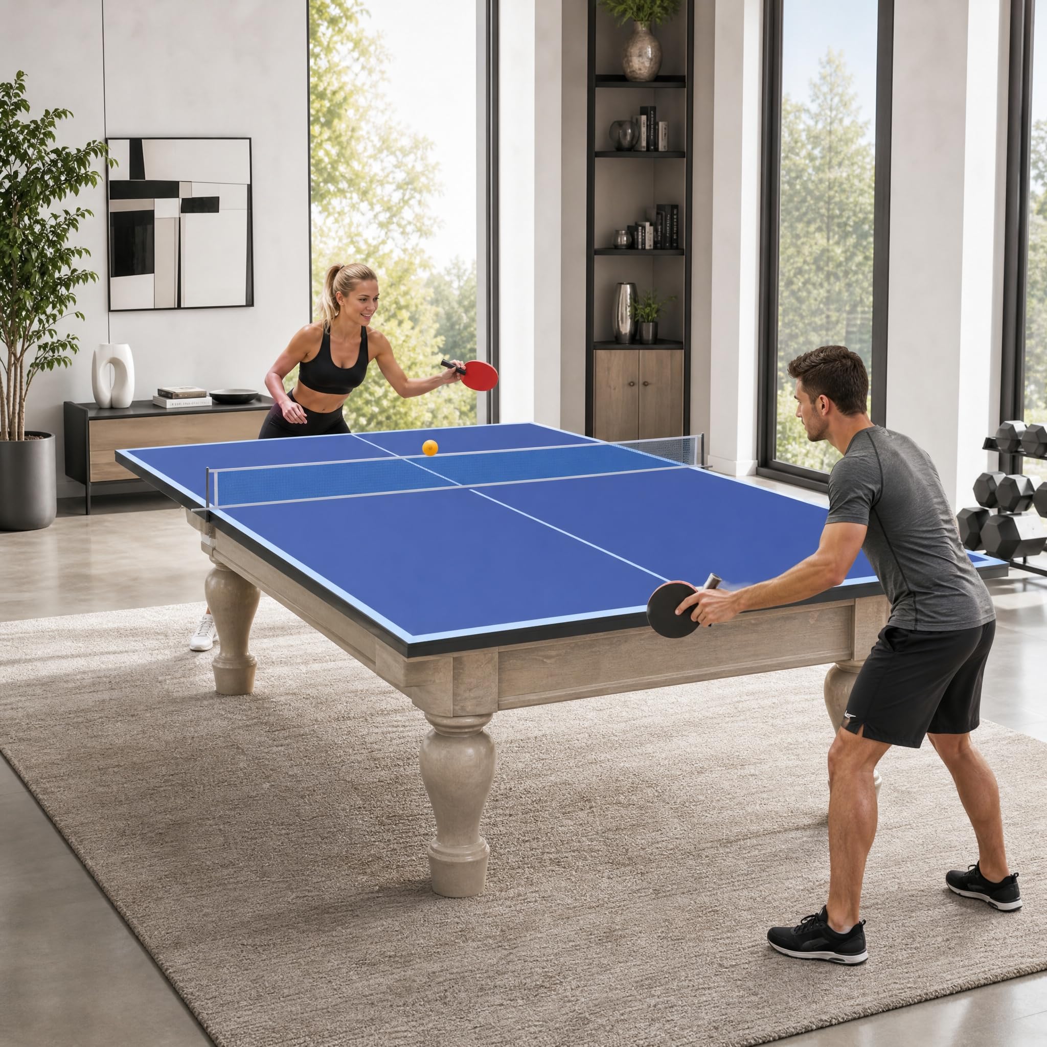 Tavolo da ping pong pieghevole, salvaspazio, resistente alle intemperie, mini tavolo da ping pong pieghevole per esterni e interni, piccolo con supporto