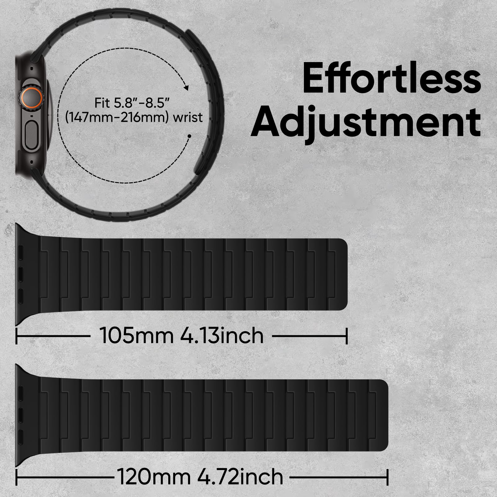 Butifacion Compatible avec les bracelets magnétiques Apple Watch 49 mm, 46 mm, 45 mm, 44 mm, 42 mm, pour homme et femme, bracelet de rechange réglable en silicone magnétique pour iWatch Series 11/10/9