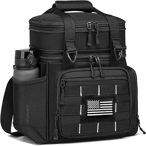 Lonchera táctica para hombres, lonchera grande expandible con aislamiento con bolsillos, resistente y suave a prueba de fugas para el trabajo,