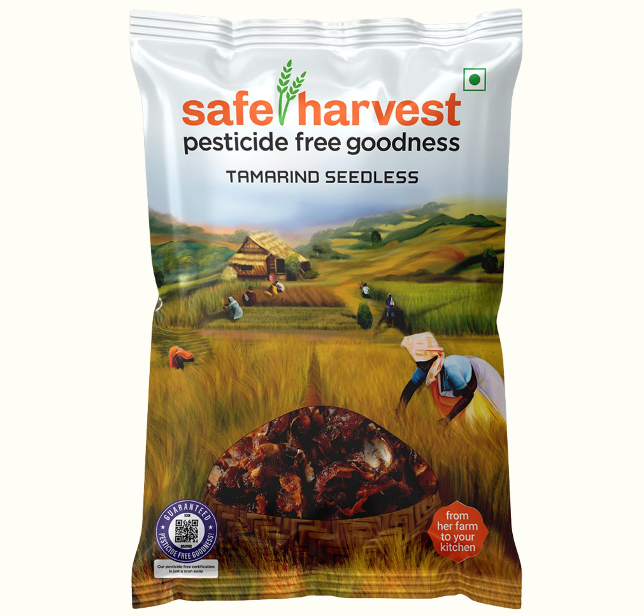 Safe Harvest Pesticide-Free Seedless Tamarind | Seedless Emli | Soft & Delicious - 500grams