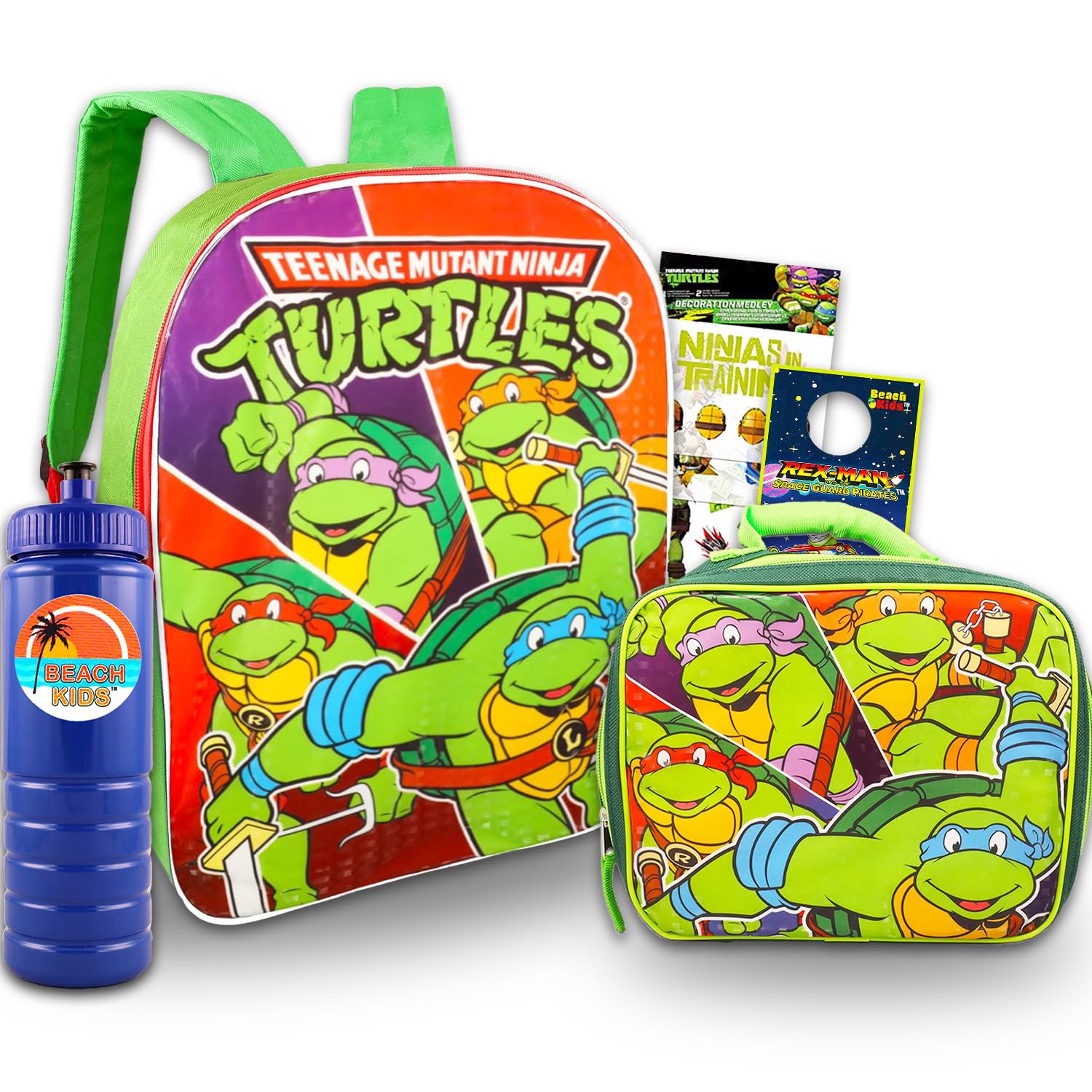 Teenage Mutant Ninja TurtlesTeenage Mutant Ninja Turtles Boys' Backpack Bundle - 15' TMNT Backpack, Lunch Box, Stickers, Teenage Mutant Ninja Turtles Backpack, TMNT Backpack with Lunch Box, Teenage Mutant Ninja Turtles Backpack