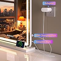 Vista 185 de Hasipu - Espejo de tocador con luces LED, espejo iluminado de maquillaje de 28 x 20 pulgadas, con 3 modos regulables, control por pantalla táctil