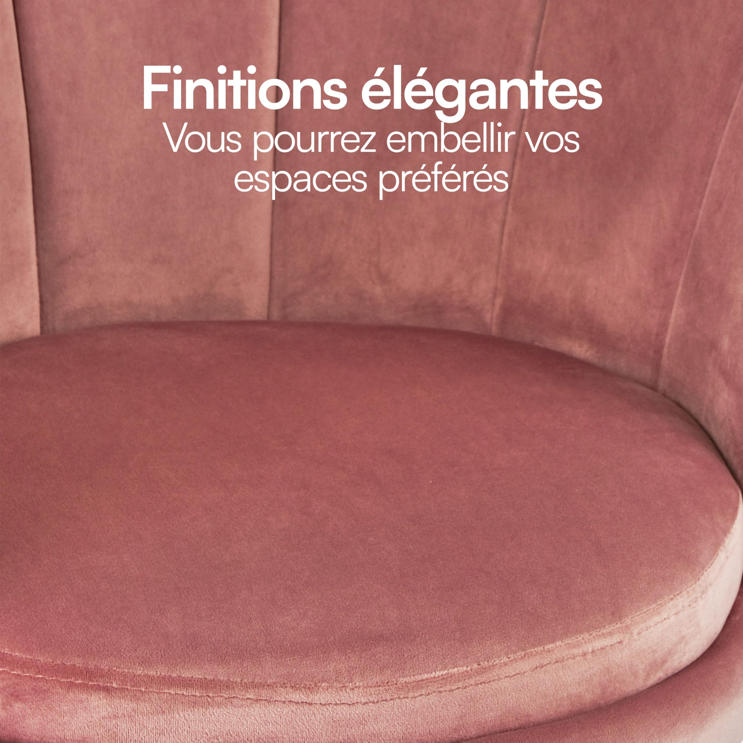 Baroni Home Fauteuil en Velours ave Dossier à Coquillage Rembourré, Chaise avec Pieds en Or, Fauteuil Relax de Salon, de Chambre, Fauteuil de Cuisine et Salle à Manger, 69x71x84 cm, Rose Poudré