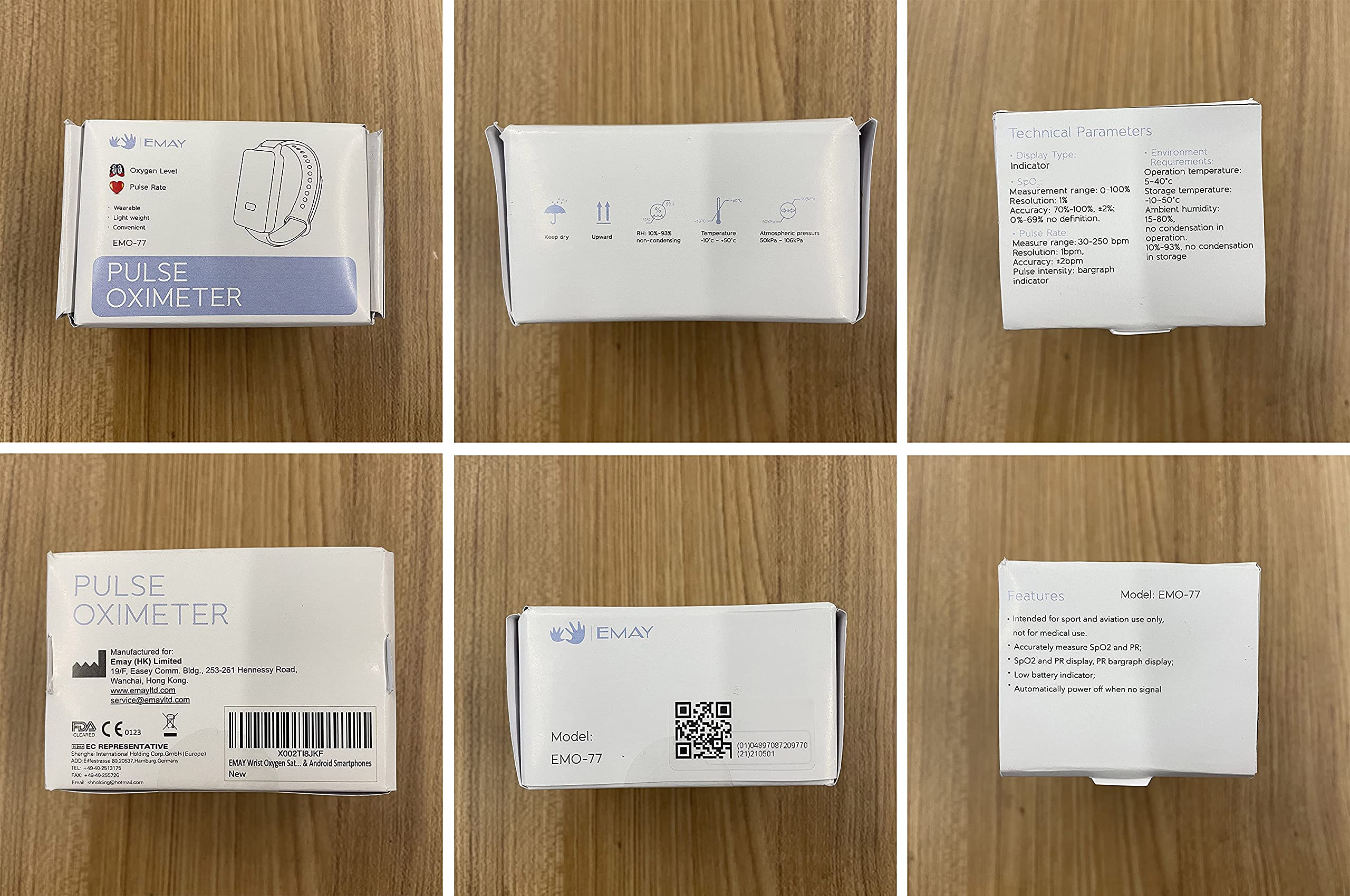 EMAY SleepO2 Wrist Pulse Oximeter with Silicone SpO2 Sensor Bluetooth