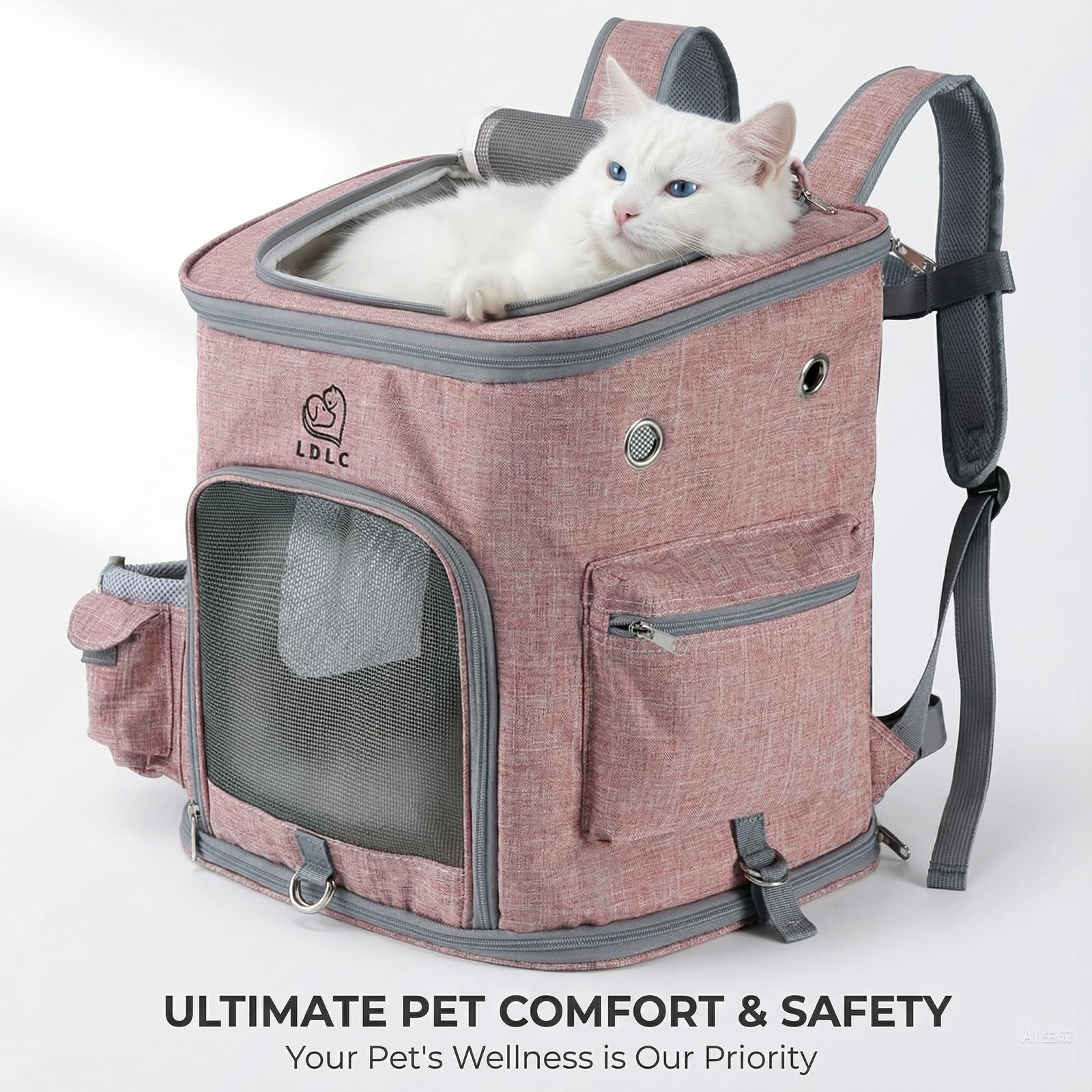 Sac à dos portable de transport pour chien et chat de petite et moyenne taille pour randonnée, camping, activités de plein air (jaune, L)