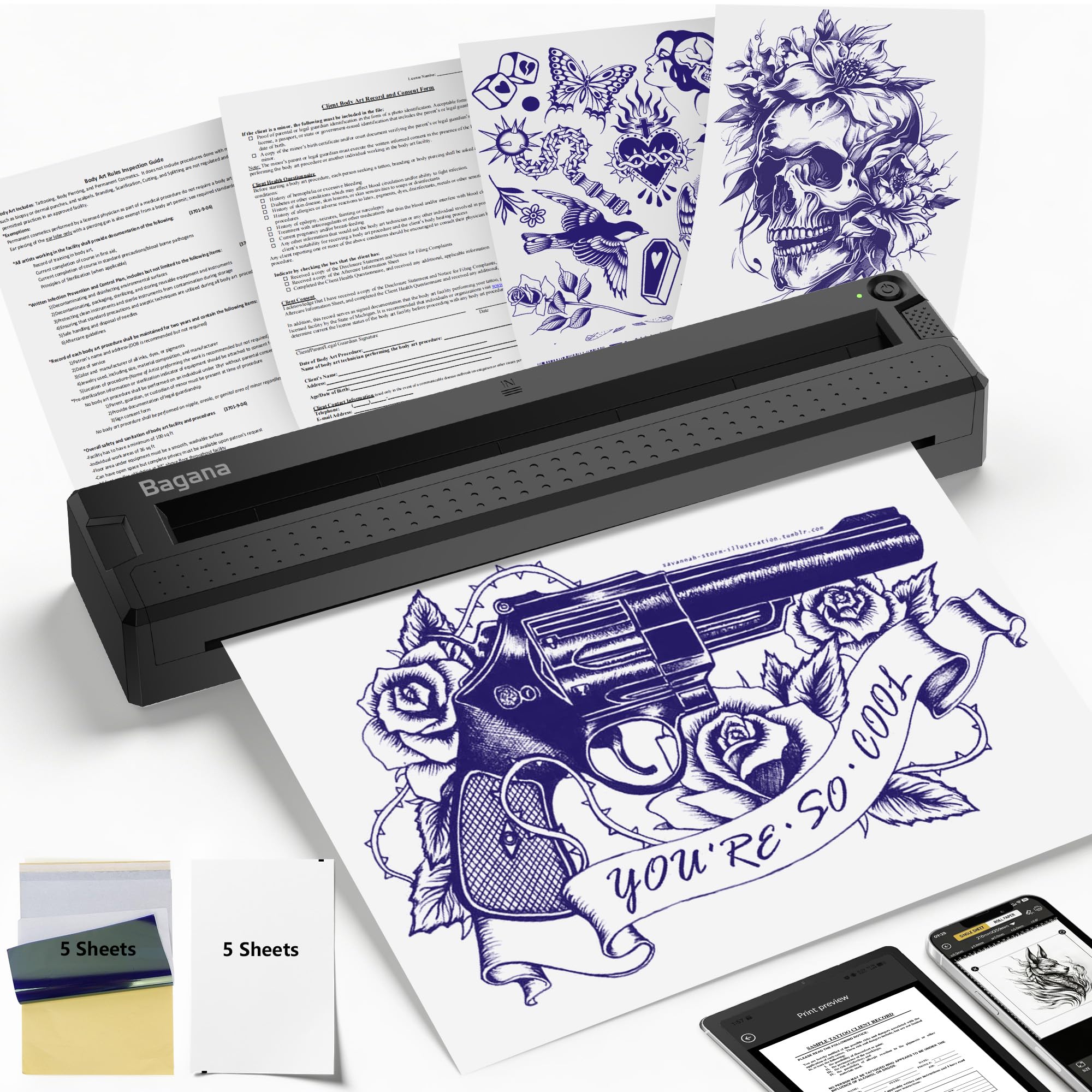 その他 Tattoo stencil printer Amazon.com: Bagana Tattoo Stencil Printer, 2-in-1 Wireless