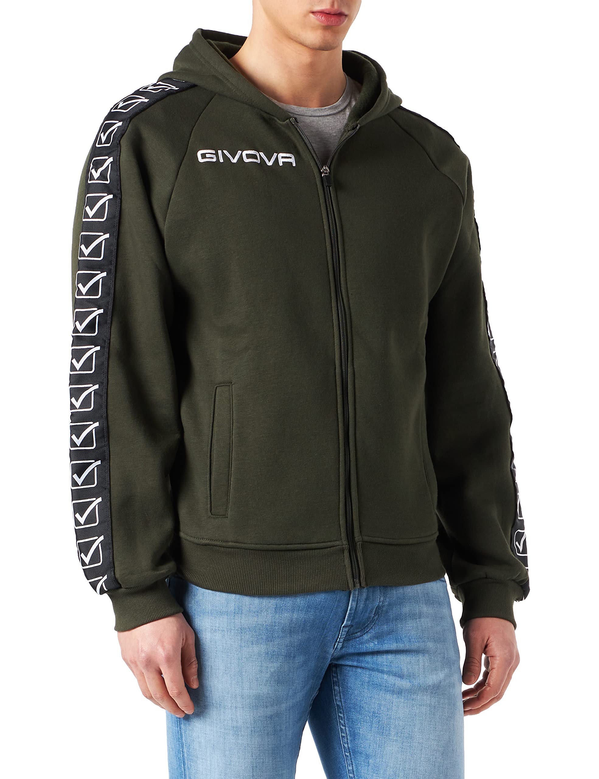 Givova Full Zip Band Full Zip Band Sweatshirt, Army Green, S Unisex - Adult