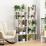 Gadroad 5-Tier Bookshelf, Narrow S-Shaped Geometric Bookcase, Wood Decorative Storage Shelving, Modern Freestanding Display Shelves, Book Shelf Unit for Living Room Bedroom Home Office, White