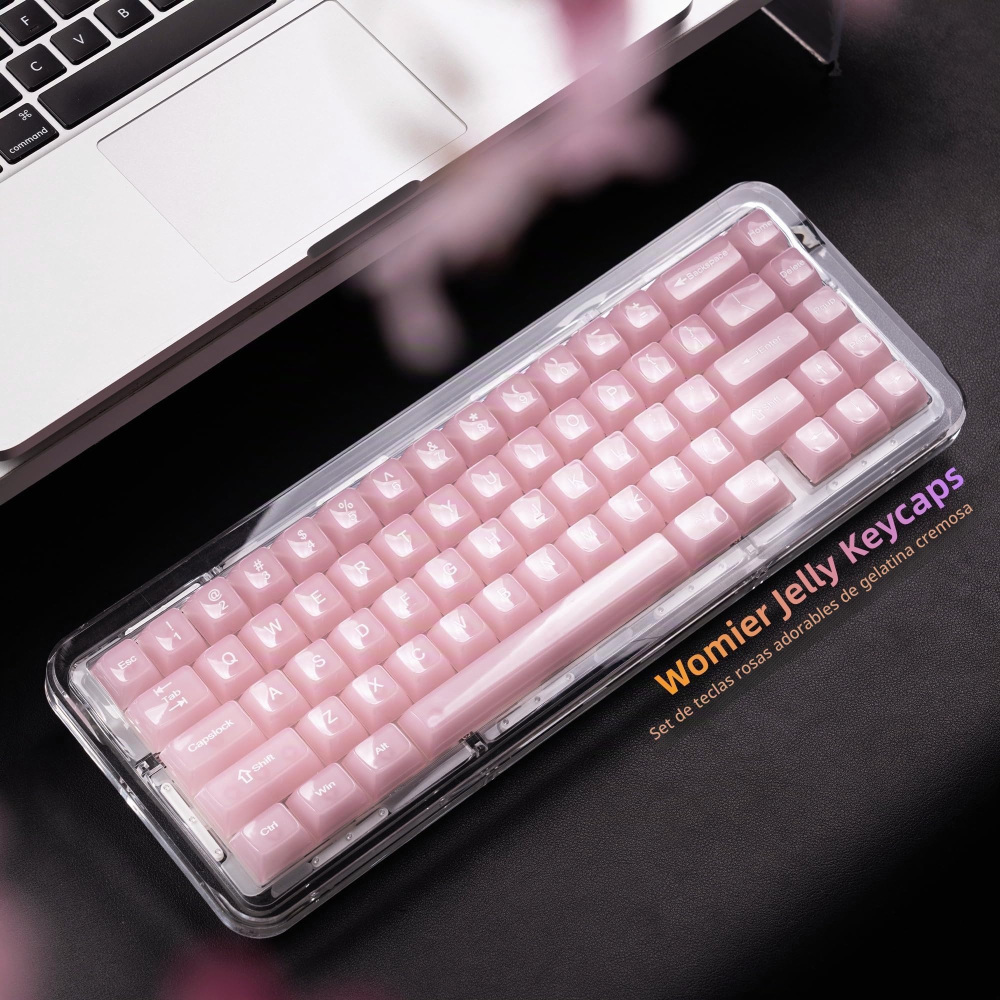 Womier Teclas de Teclado Transparentes, Rosas 60, 65, 75, 100 por ciento, Juego de Teclas Personalizadas para Cherry MX, Kailh, Outemu, Gateron (Perfil MD)