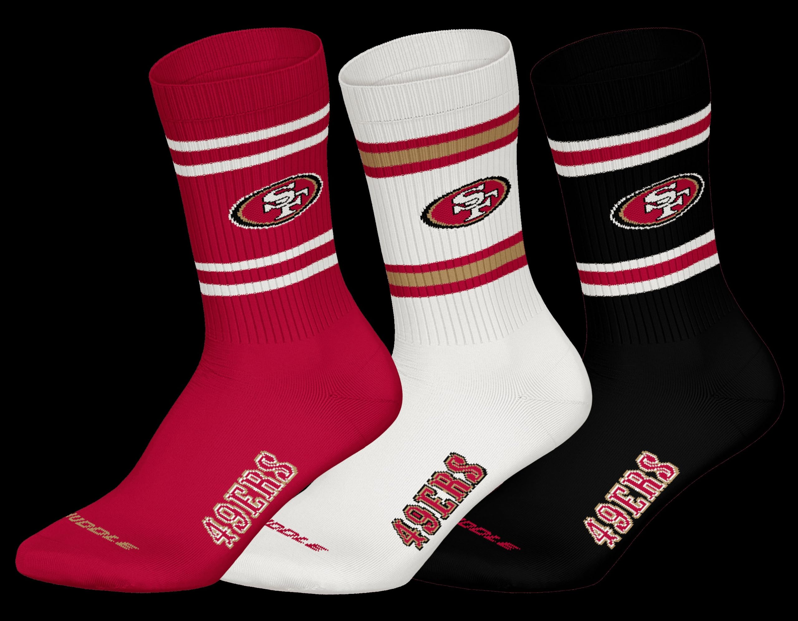 NFL SAN FRANSISCO 49ERS 3pk Crew Socks - Red/WHT/BLK - 39/42
