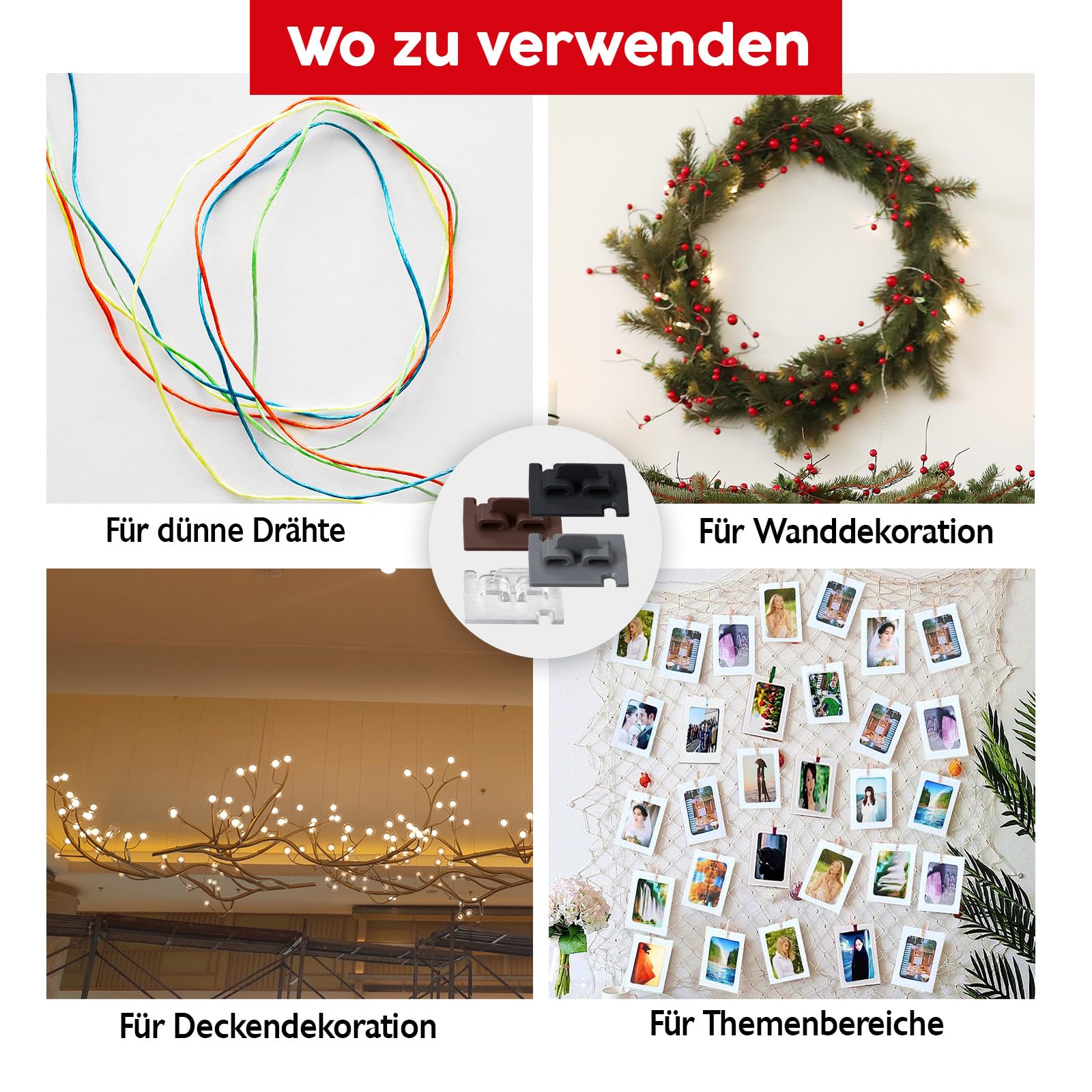 Konzept 11 50 Stück Klebehaken mit Montagekleber 30ml, extra stark, für Katzennetz Balkon – ohne Bohren, transparent, wetterfest, einfache und schnelle Montage