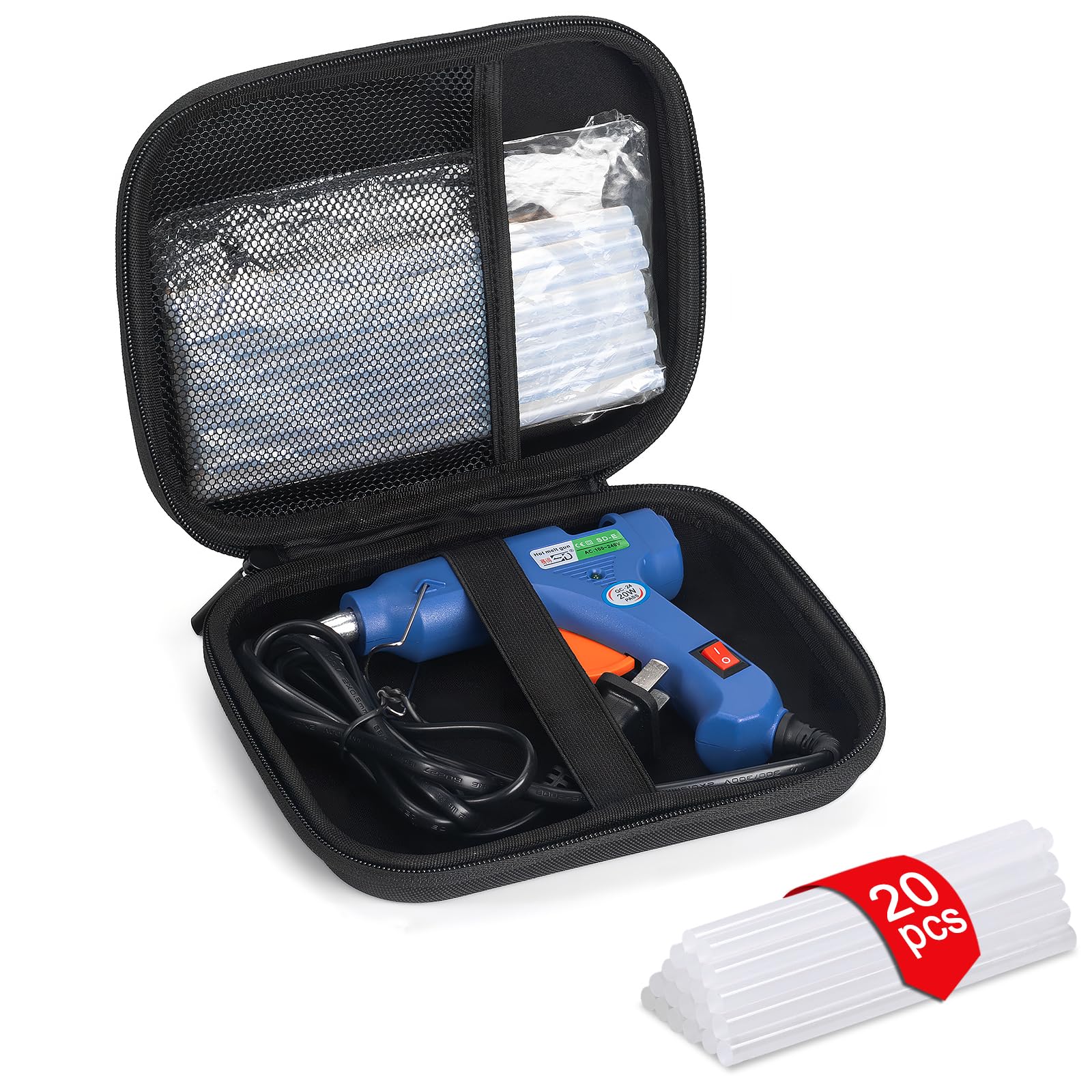 Glue Gun and Sticks Set, Hot Melt Glue Gun Mini for Crafts with 20 Pcs Glue Sticks, Small Hot Glue Guns with Hardshell Carrying Case for School DIY Arts, Craft