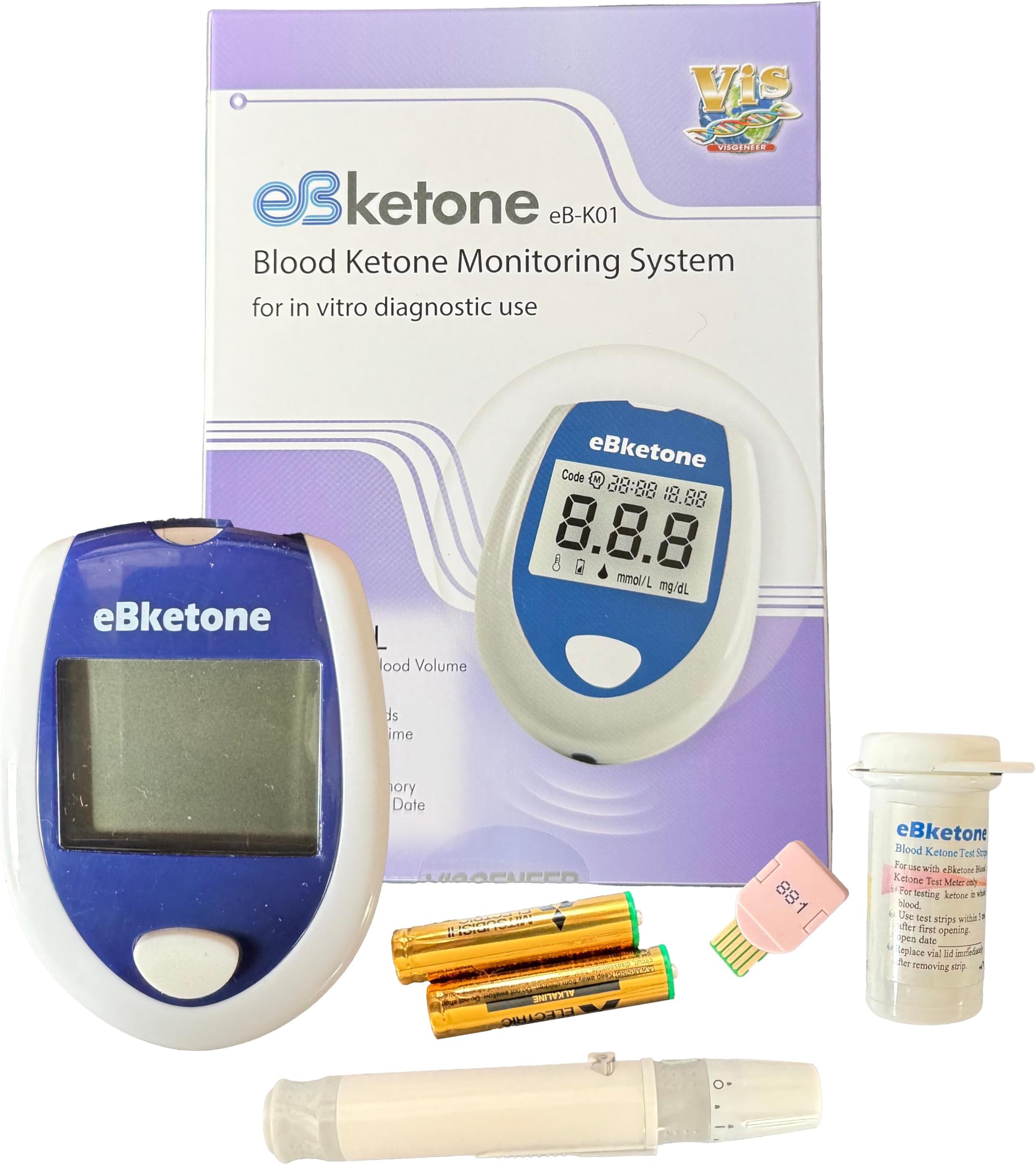 eBketone Ketosis Digital-Meter Monitor Complete System Starter Pack with 10 Ketone Test Strips