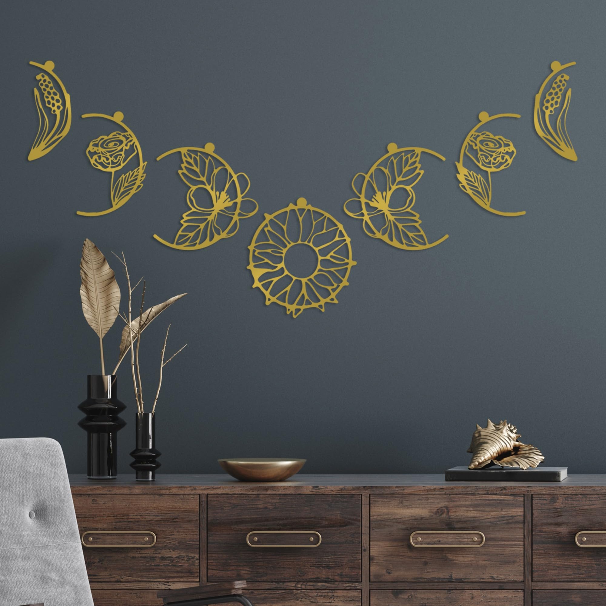 Ensemble d'accessoires muraux en métal doré, idée cadeau idéale pour crémaillère