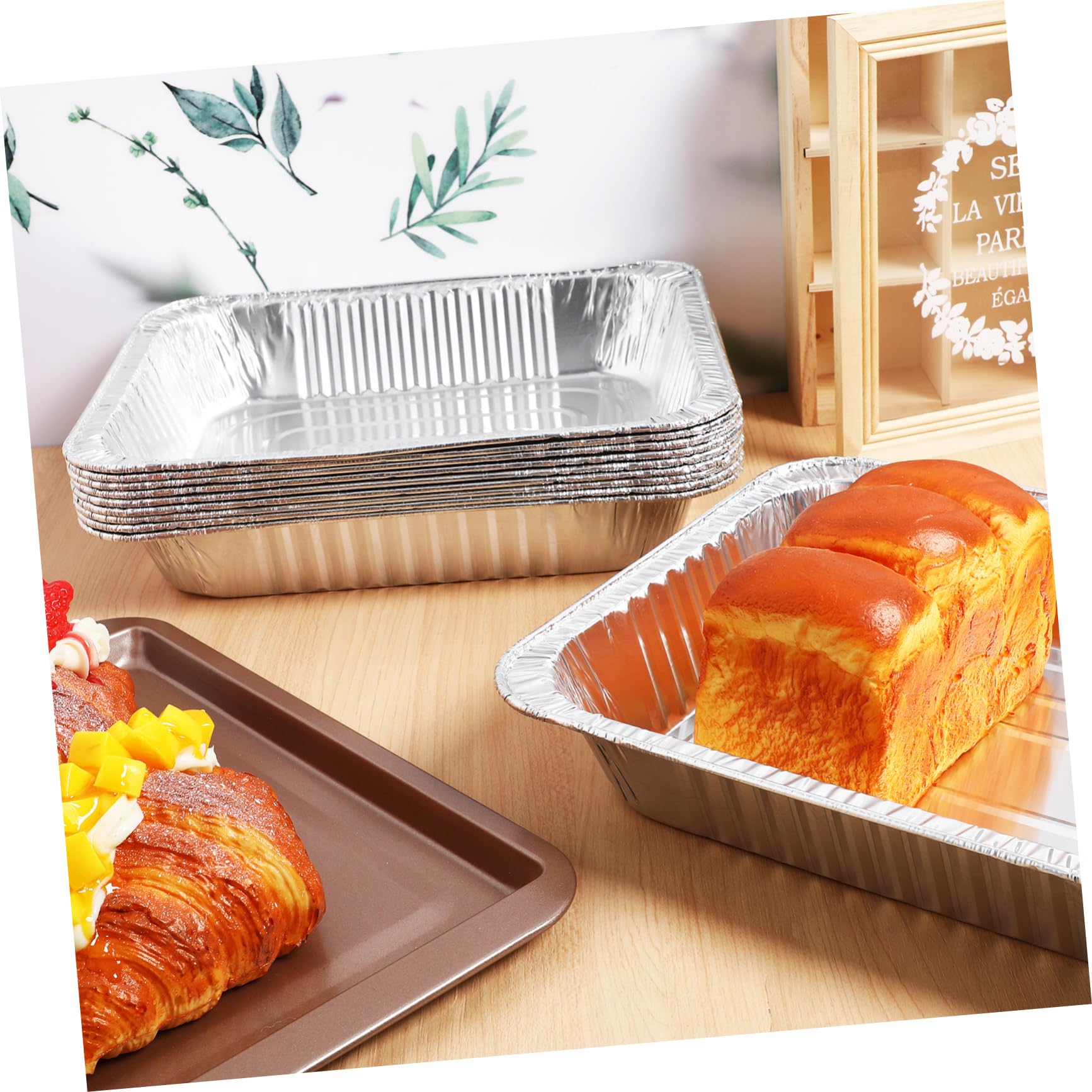 Paquete de 10 Bandejas de Aluminio de Profundidad para Hornear y Cocinar Alimentos, Desechables y Fáciles de Usar para Calentar y Almacenar Comida