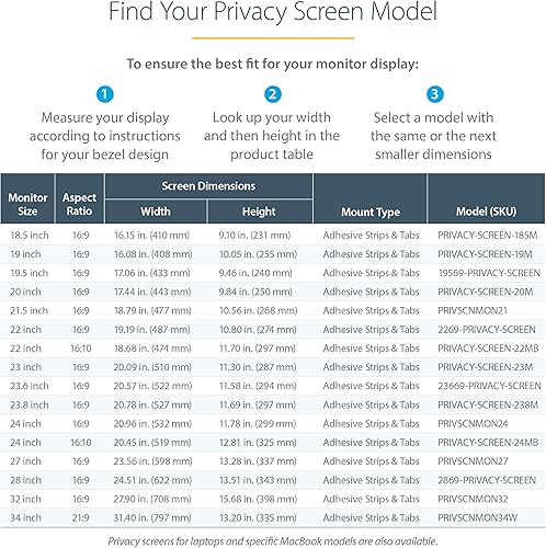 Miniatura 5 de StarTech.com Pantalla de privacidad para monitor para pantalla de PC de 24 pulgadas, filtro de seguridad de pantalla de computadora, película