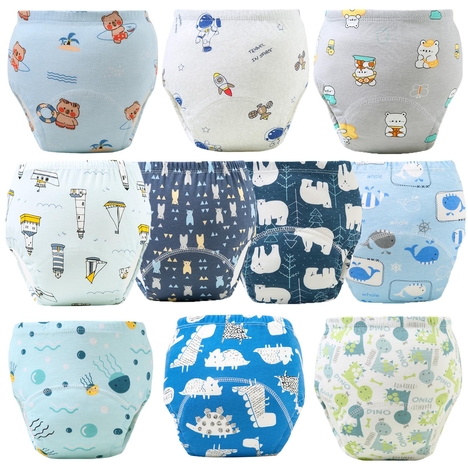 Upairy Training Pants Potty Training Underwear for Boys Girls,Toddler Potty Pants for 2T-5T,Soft Absorbent & Leak-Proof with Characters, 100% Cotton Washable (10PCS,L)