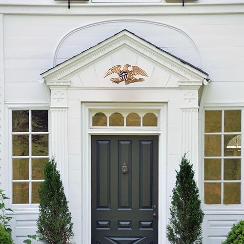 Miniatura 5 de Águila de pared con asta de bandera de lujo, 23 pulgadas, dorado