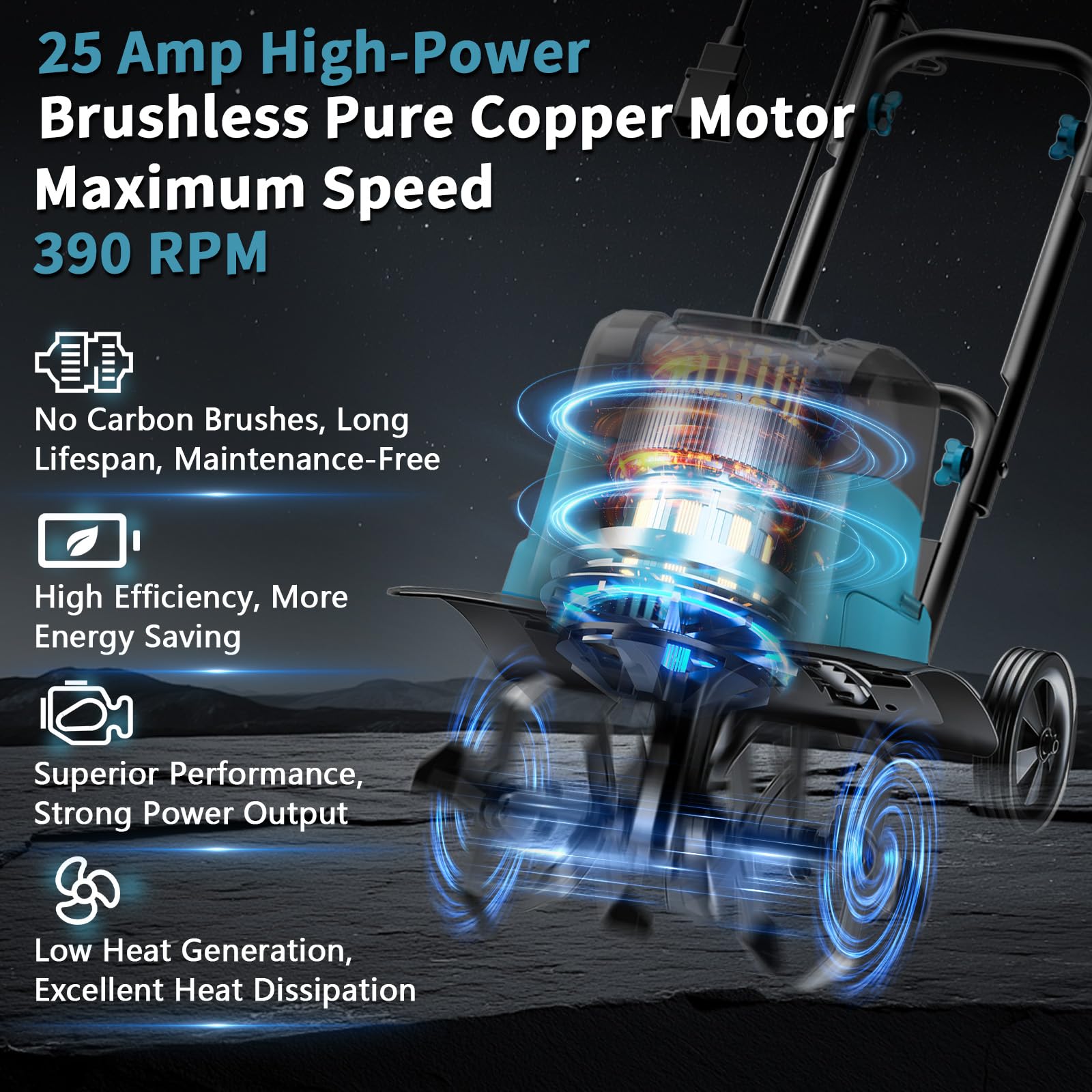 Batería de jardín para Makita batería de 18 V, fresadora eléctrica de jardín, motoazada, 36 cm de ancho de trabajo, 18 cm de profundidad de trabajo, motor sin escobillas de 1600 W (sin batería)