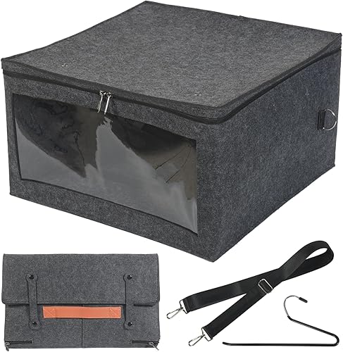 Crikon Caja de almacenamiento de sombreros para sombrero de vaquero, funda de almacenamiento cuadrada plegable de ala ancha de viaje, organizador de