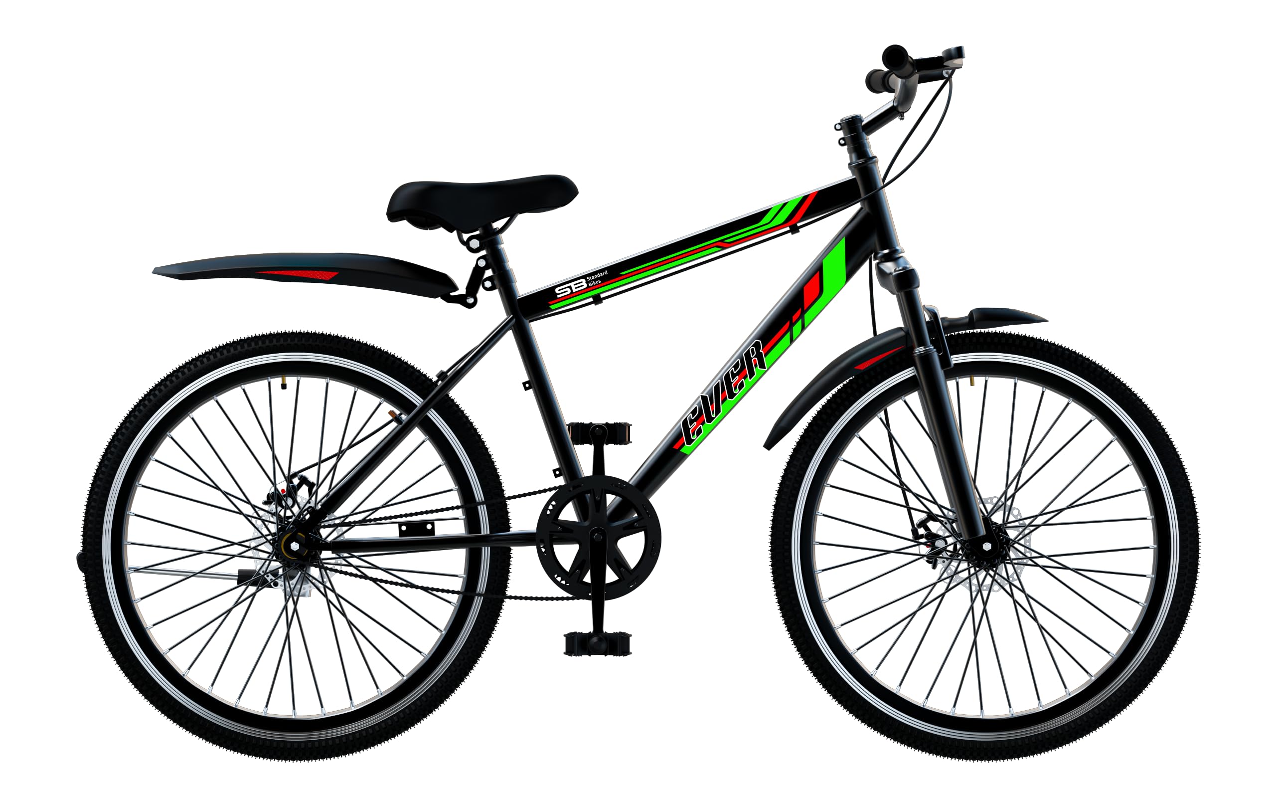 FORST Ever 26T Cycle/Bike | Without Gear Single Speed | Steel Rim | 26" Frame, Semi Fitted | Ideal for Men, Women, Above 10 Years | Black